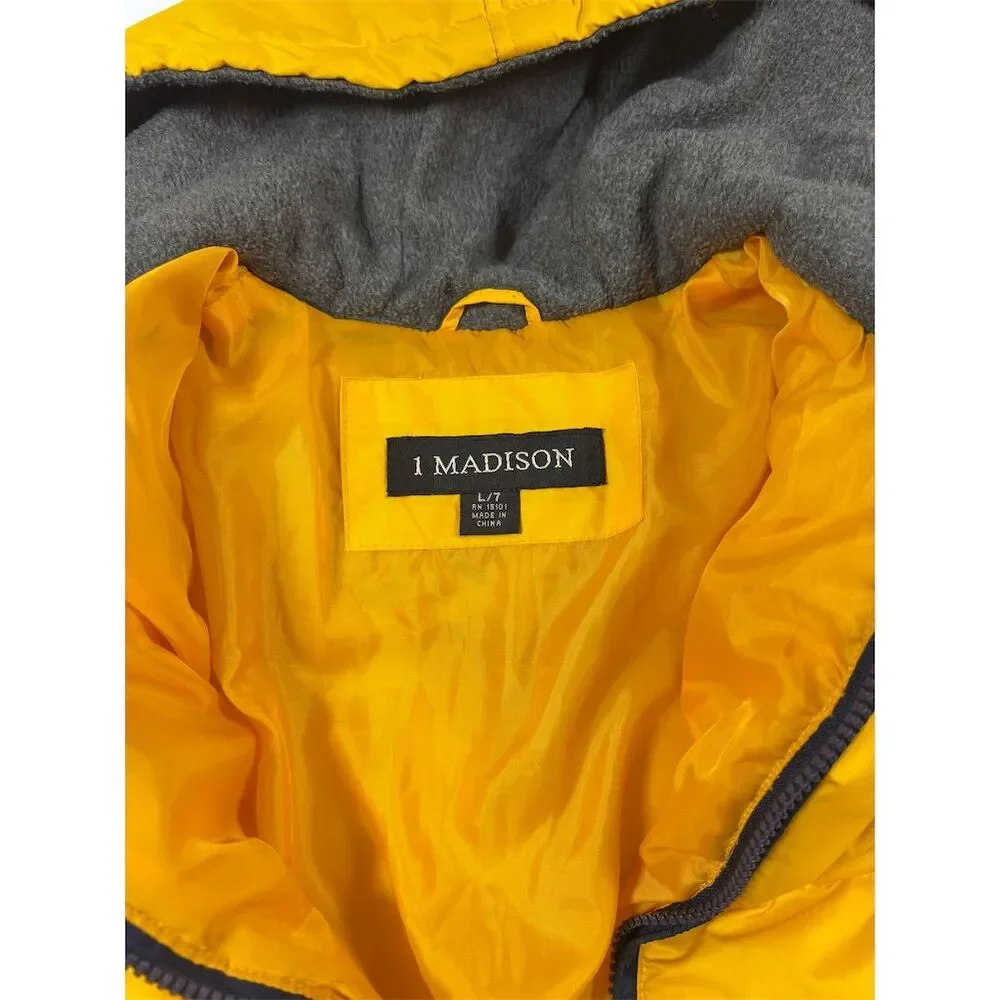 I‎ Madison Kids Yellow Hooded Puffer Jacket with Fleece Lining